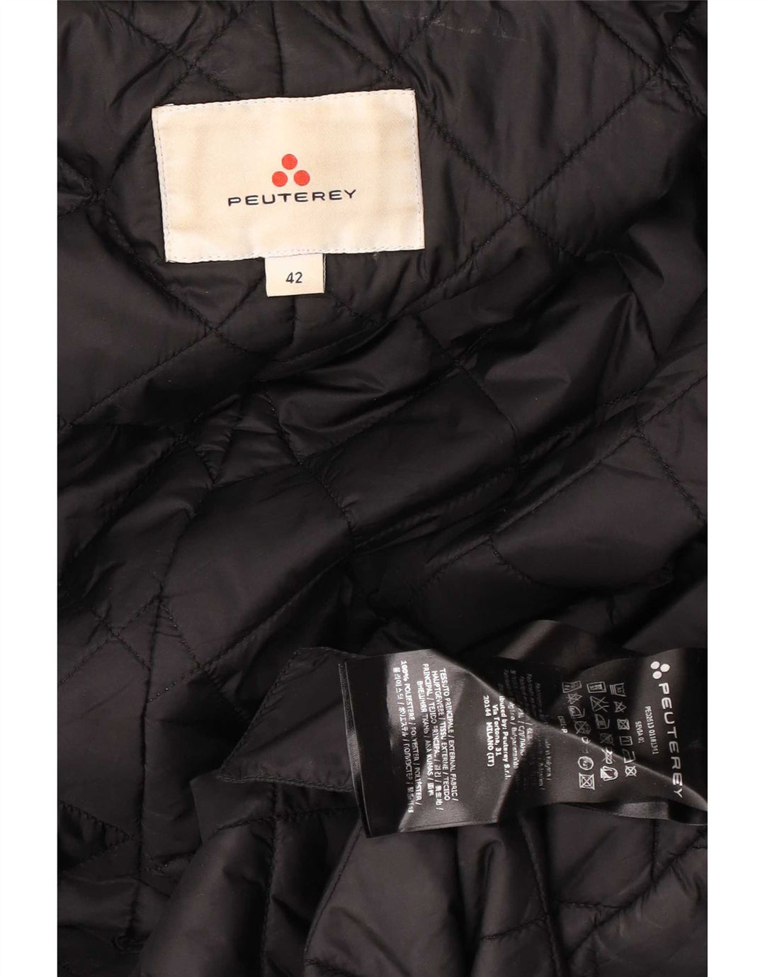 PEUTEREY Womens Hooded Padded Coat IT 42 Medium Black Polyester