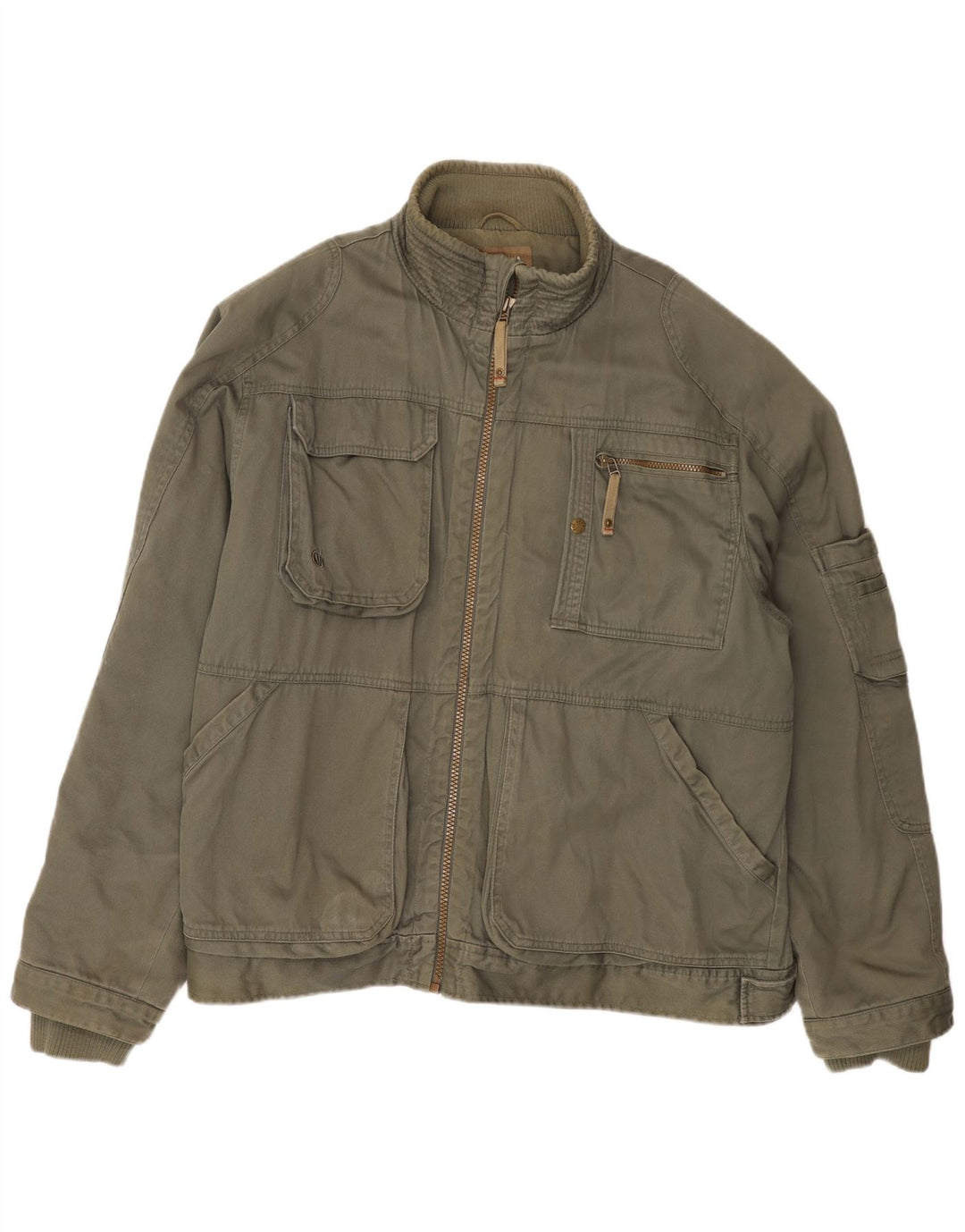 Fat Face Mens Utility Jacket UK 44 2XL Khaki Cotton