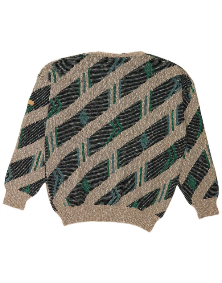 Vintage Mens Boat Neck Jumper Sweater XL Multicoloured Striped