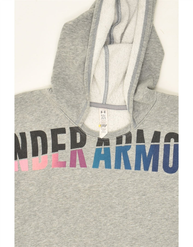 UNDER ARMOUR Girls Graphic Hoodie Jumper 14-15 Years Large Grey | Vintage Under Armour | Thrift | Second-Hand Under Armour | Used Clothing | Messina Hembry 