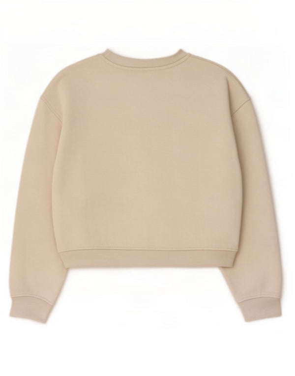 Zara Womens Crop Sweatshirt Jumper UK 14 Medium Off White Cotton