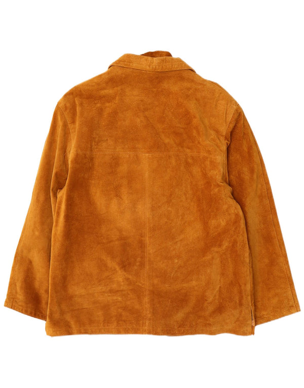Vintage Womens Suede Jacket UK 16 Large Brown Leather Retro