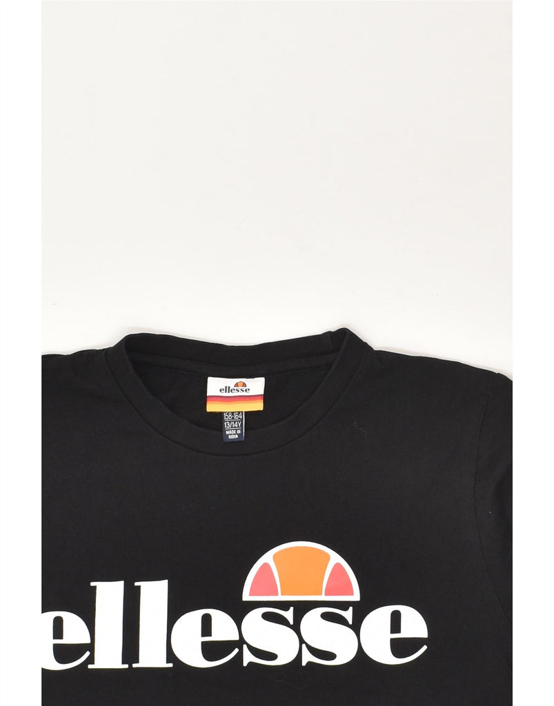 ELLESSE Girls Graphic T-Shirt Top 13-14 Years Black Cotton | Vintage Ellesse | Thrift | Second-Hand Ellesse | Used Clothing | Messina Hembry 