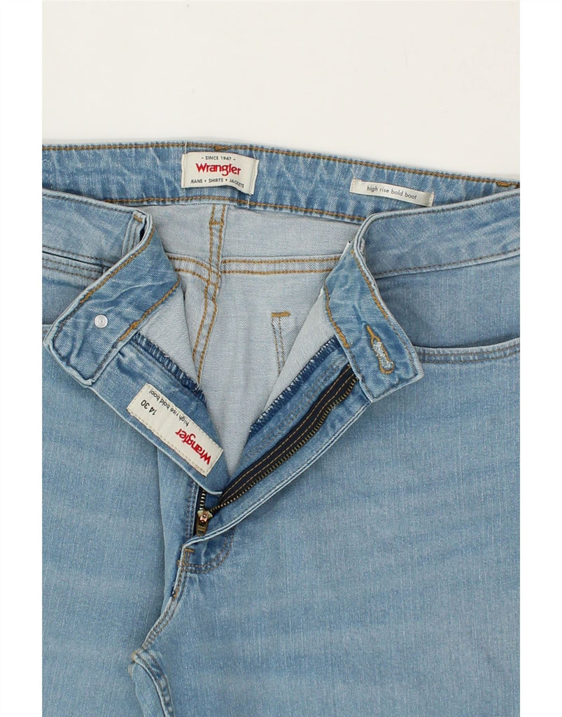 WRANGLER Womens Distressed Bootcut Jeans UK 14 Medium W30 L29 Blue Cotton Vintage Wrangler and Second-Hand Wrangler from Messina Hembry 