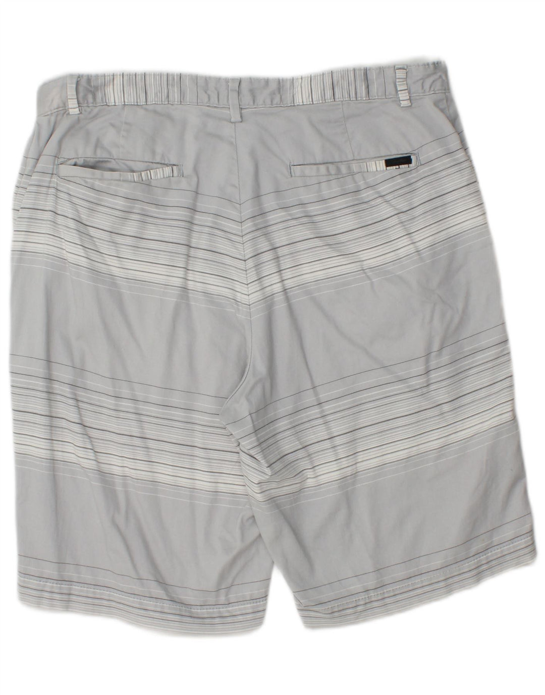 Calvin Klein Mens Chino Shorts W34 Large Grey Striped Cotton