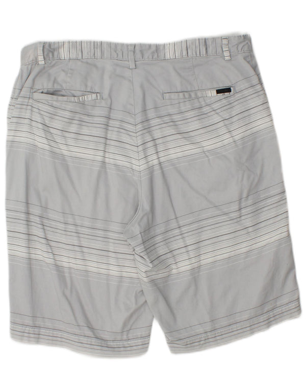 Calvin Klein Mens Chino Shorts W34 Large Grey Striped Cotton