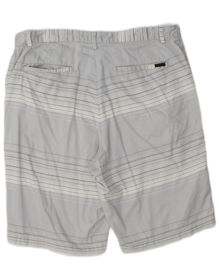 Calvin Klein Mens Chino Shorts W34 Large Grey Striped Cotton