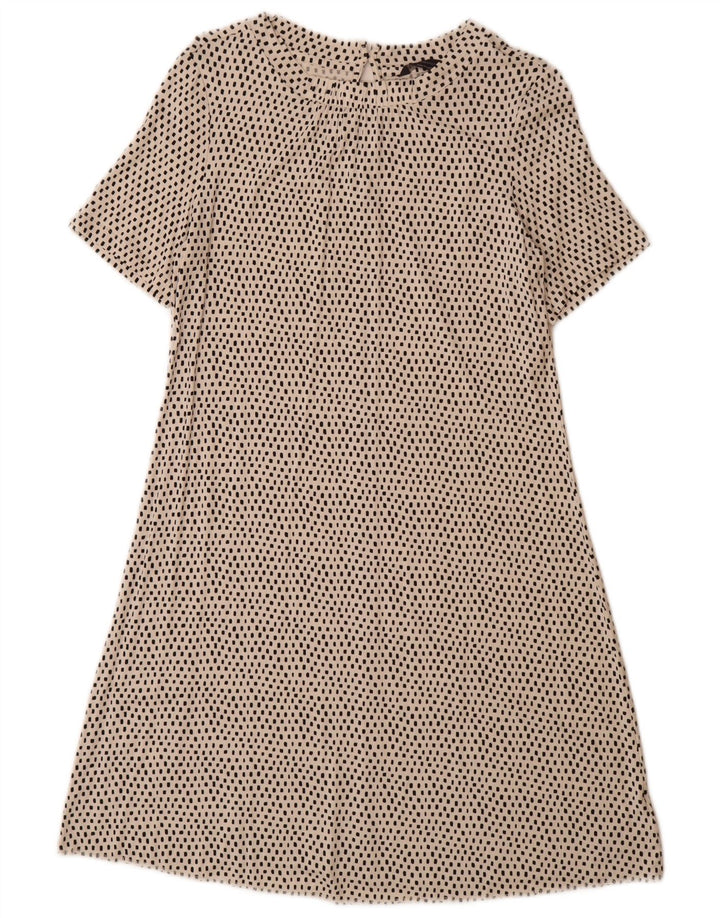 Marks & Spencer Womens A-Line Dress UK 10 Small Off White Spotted Viscose