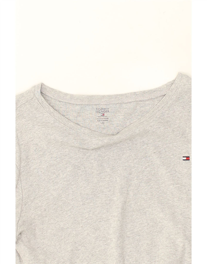 TOMMY HILFIGER Womens Top Long Sleeve UK 14 Large Grey Cotton | Vintage Tommy Hilfiger | Thrift | Second-Hand Tommy Hilfiger | Used Clothing | Messina Hembry 