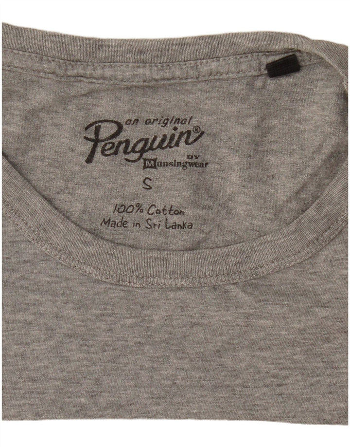 PENGUIN Mens Graphic T-Shirt Top Small Grey Cotton