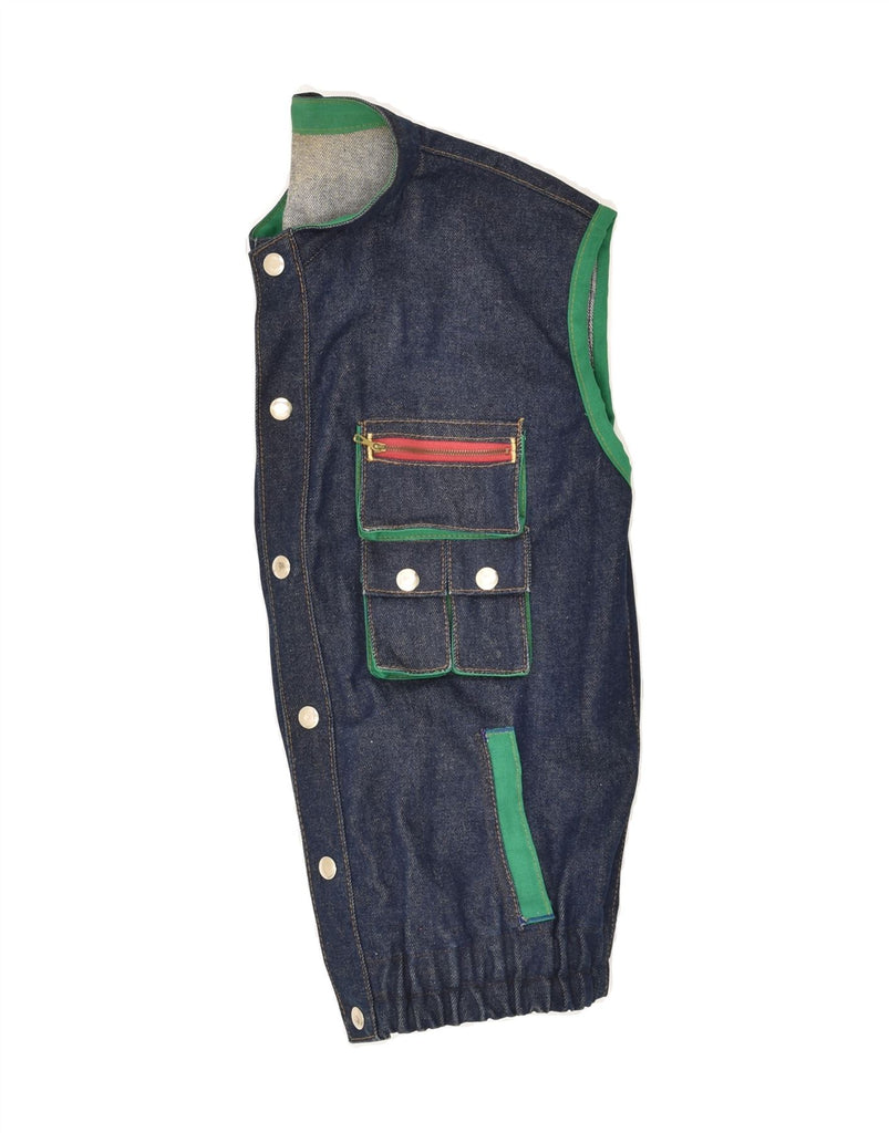 VINTAGE Mens Denim Gilet UK 36 Small Navy Blue Cotton | Vintage Vintage | Thrift | Second-Hand Vintage | Used Clothing | Messina Hembry 