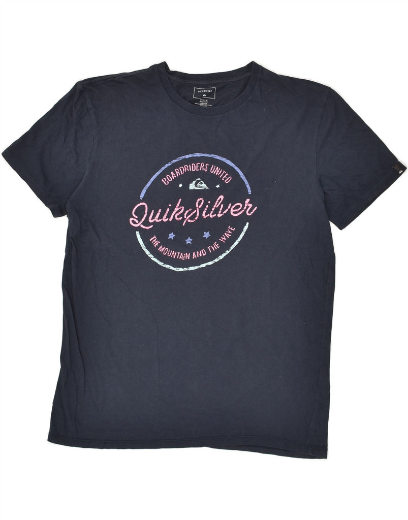 QUIKSILVER Mens Regular Fit Graphic T-Shirt Top Medium Navy Blue Cotton | Vintage Quiksilver | Thrift | Second-Hand Quiksilver | Used Clothing | Messina Hembry 