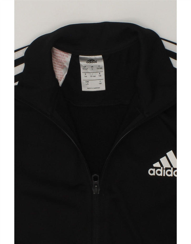 ADIDAS Boys Tracksuit Top Jacket 13-14 Years Black Polyester | Vintage Adidas | Thrift | Second-Hand Adidas | Used Clothing | Messina Hembry 