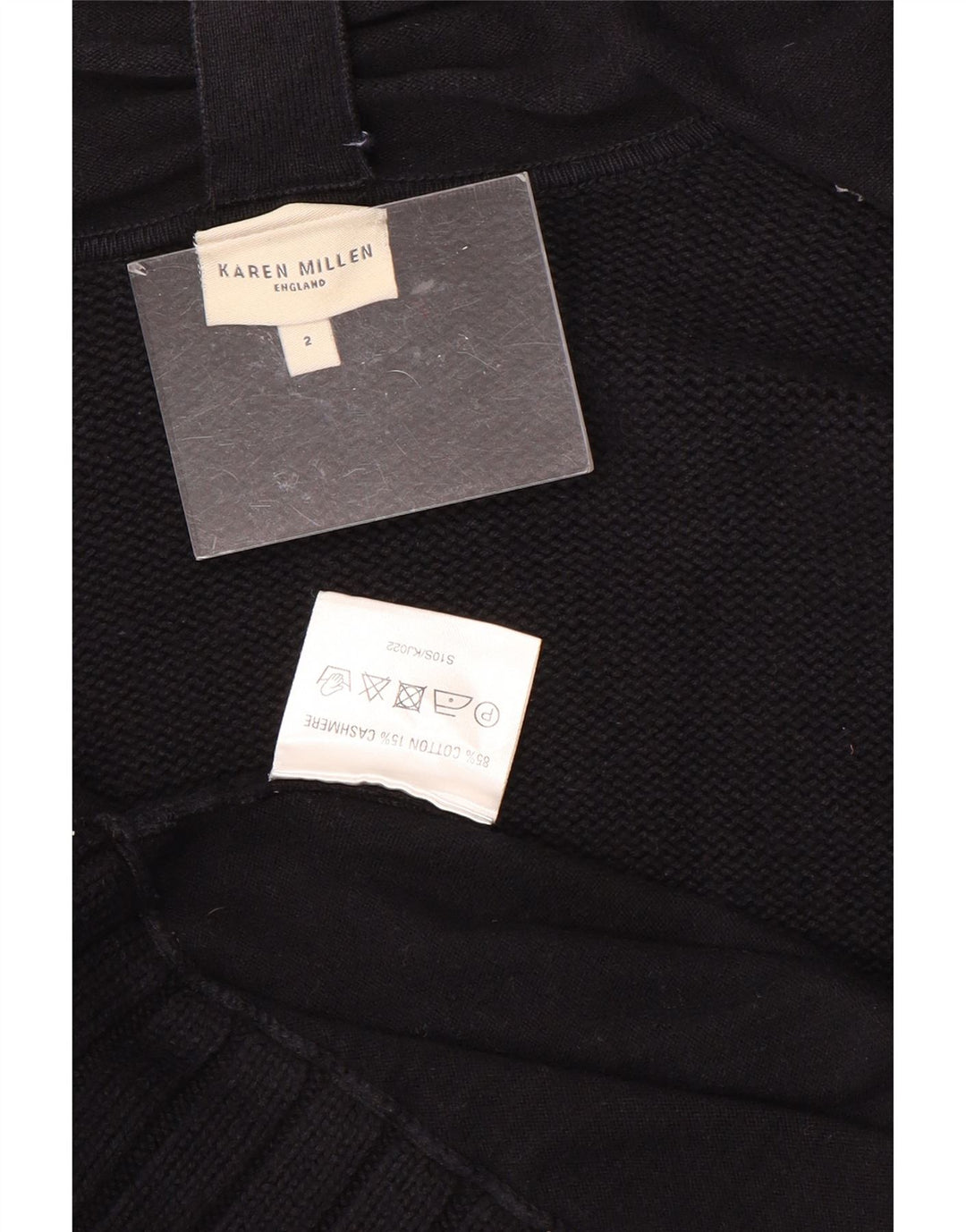 KAREN MILLEN Womens Open Cardigan Sweater UK 2 2XS Black Cotton