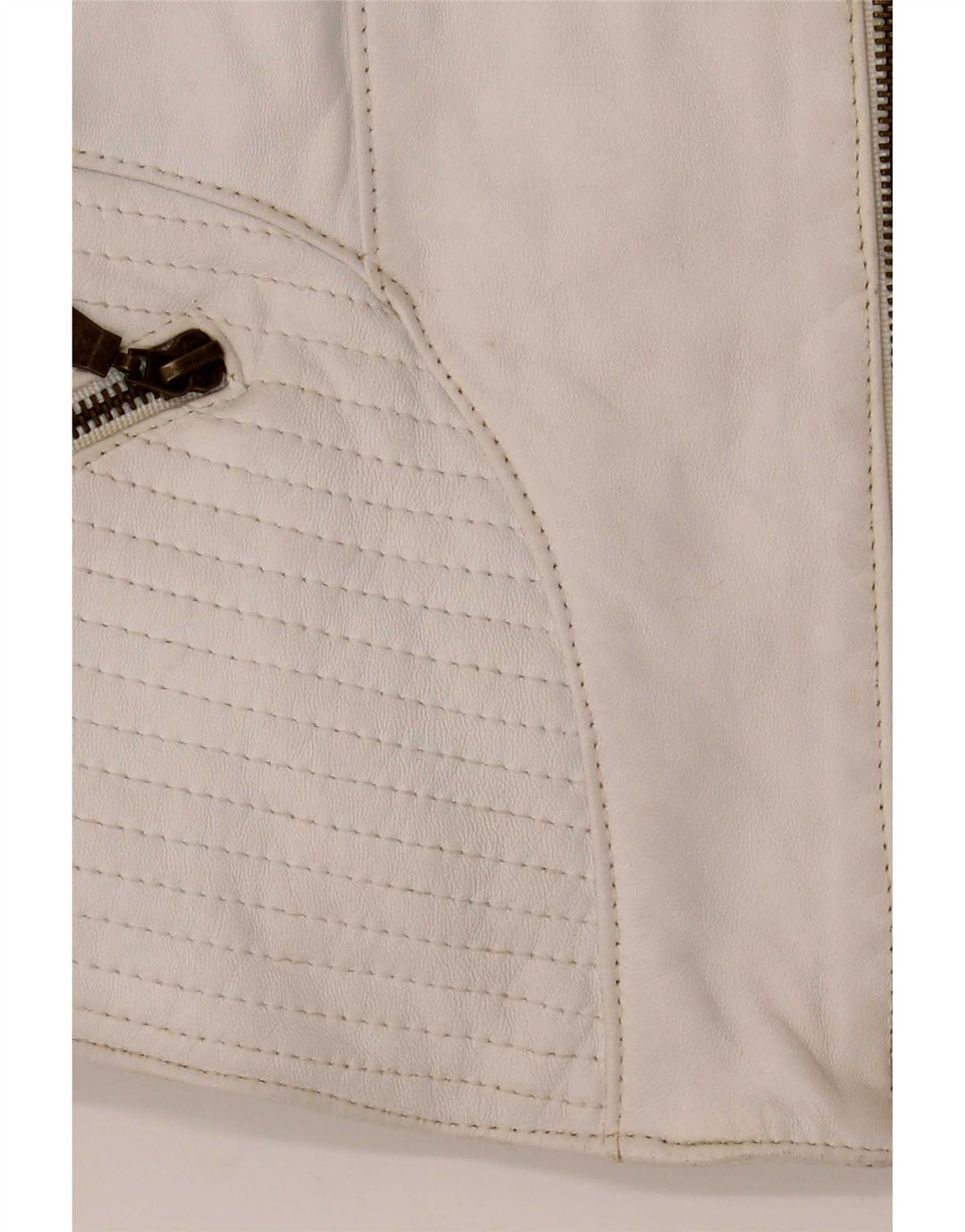 Schegge Womens Leather Racer Jacket IT 52 2XL White