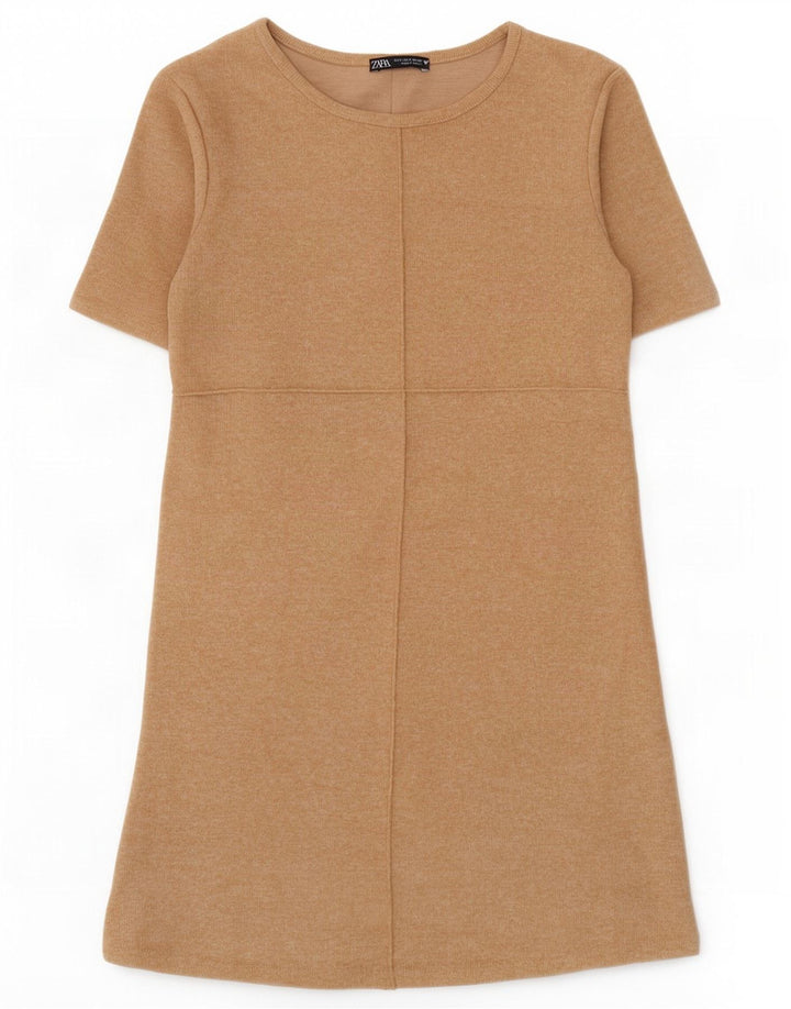 Zara Womens Shift Dress UK 10 Small Beige