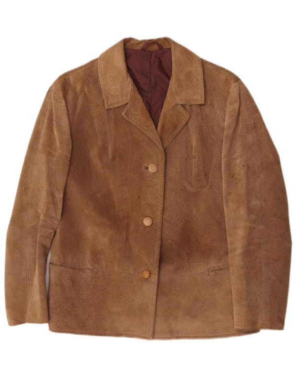 Vintage Womens 3 Button Suede Blazer Jacket UK 16 Large Beige