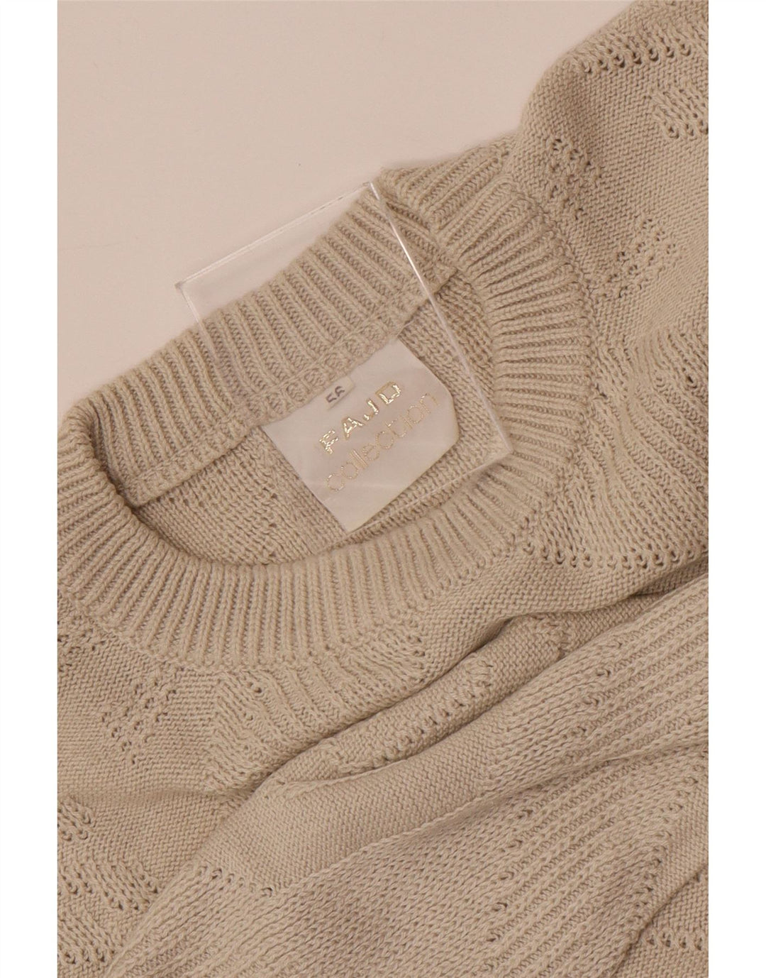 Vintage Mens Crew Neck Jumper Sweater IT 56 XL Beige