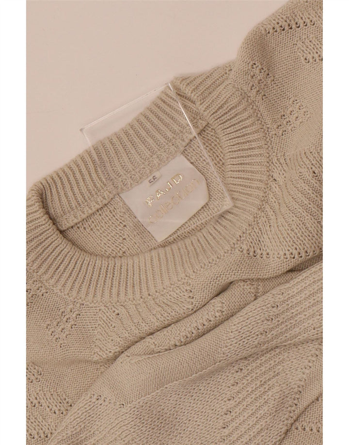 Vintage Mens Crew Neck Jumper Sweater IT 56 XL Beige