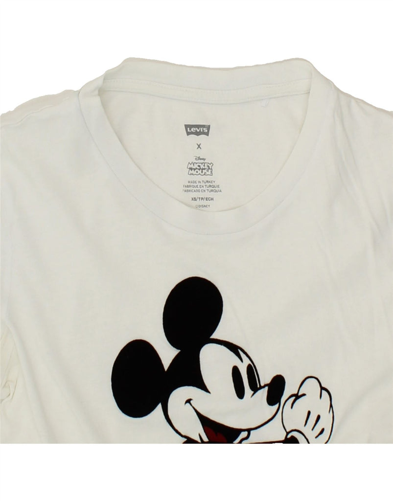 LEVI'S Womens Mickey Mouse Graphic T-Shirt Top UK 6 XS White Cotton Vintage Levi's and Second-Hand Levi's from Messina Hembry 