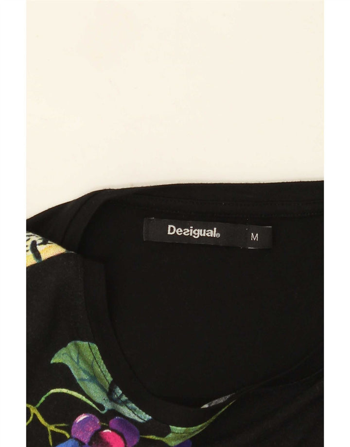 Desigual Womens Peacocks Graphic Tunic Top UK 12 Medium Black Floral