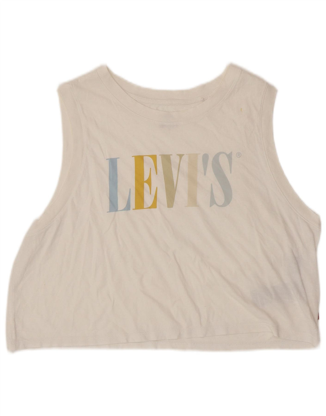LEVI'S Womens Crop Graphic Vest Top UK 16 Large White Cotton