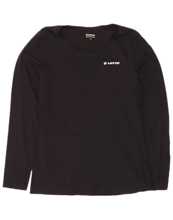 LOTTO Womens Top Long Sleeve UK 10 Small Black Cotton
