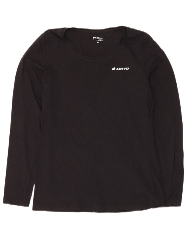 LOTTO Womens Top Long Sleeve UK 10 Small Black Cotton