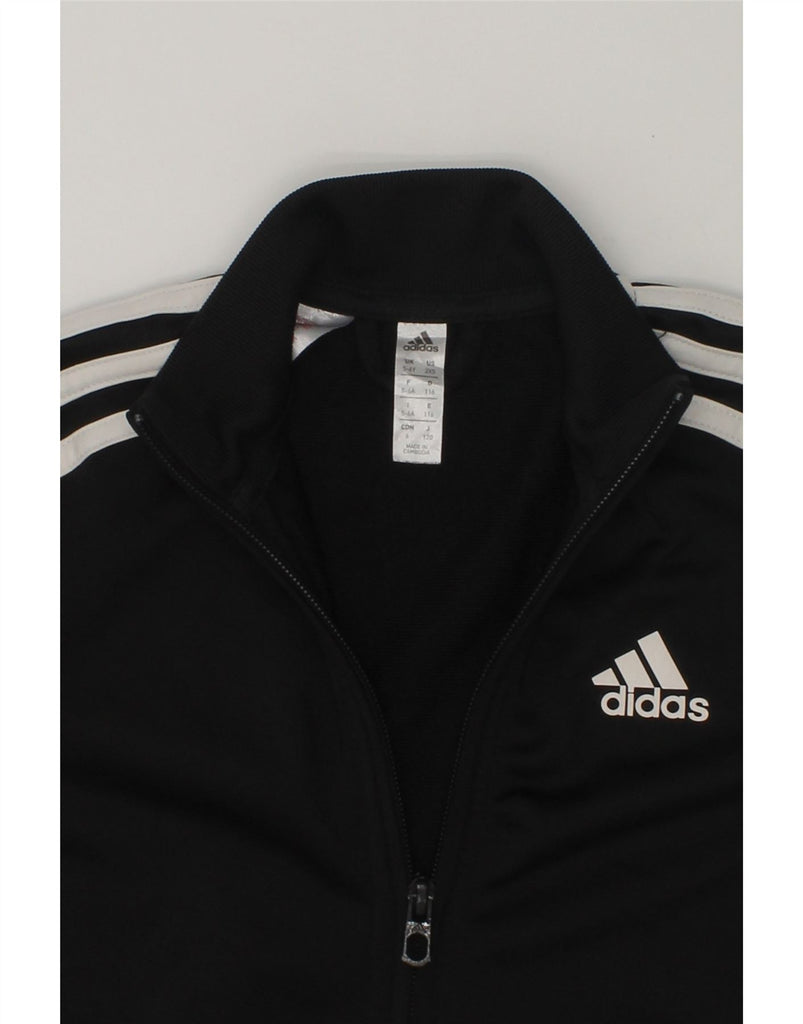 ADIDAS Boys Graphic Tracksuit Top Jacket 5-6 Years Black Polyester | Vintage Adidas | Thrift | Second-Hand Adidas | Used Clothing | Messina Hembry 