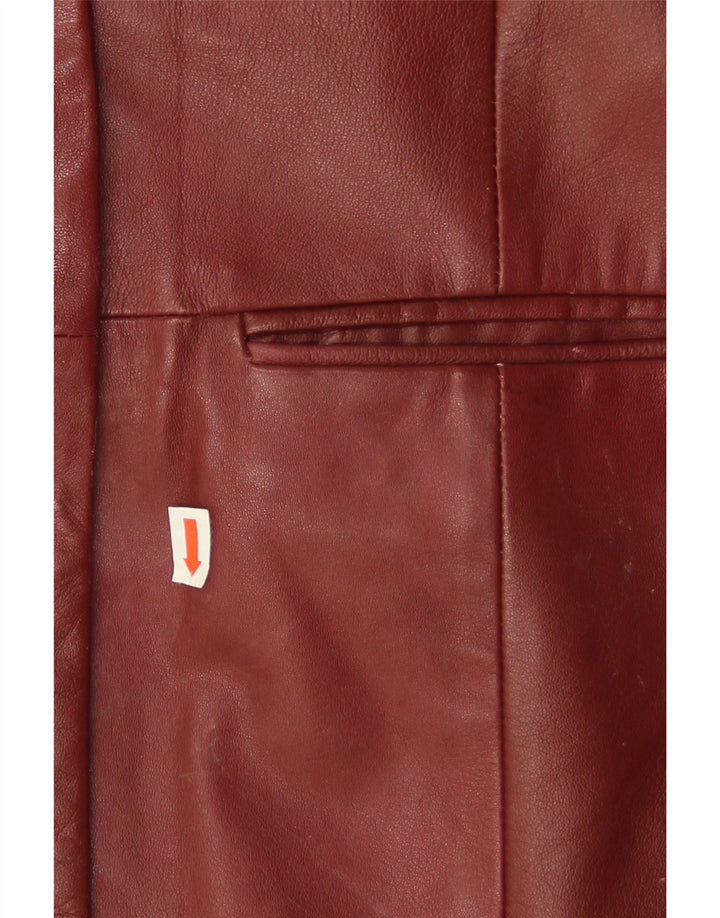 Conbipel Womens 3 Button Leather Blazer Jacket IT 46 Large Burgundy Leather