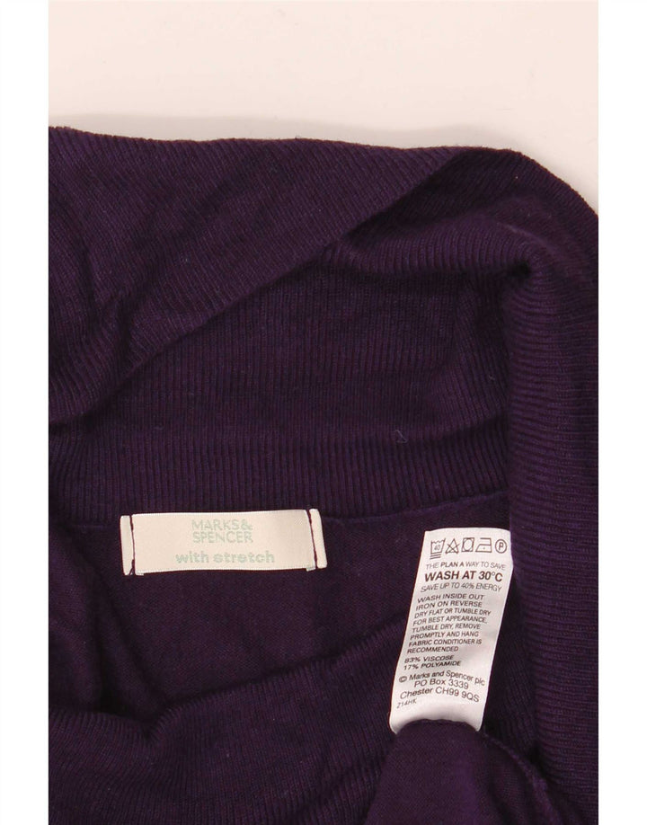 Marks & Spencer Womens Roll Neck Jumper Sweater UK 12 Medium Purple Viscose