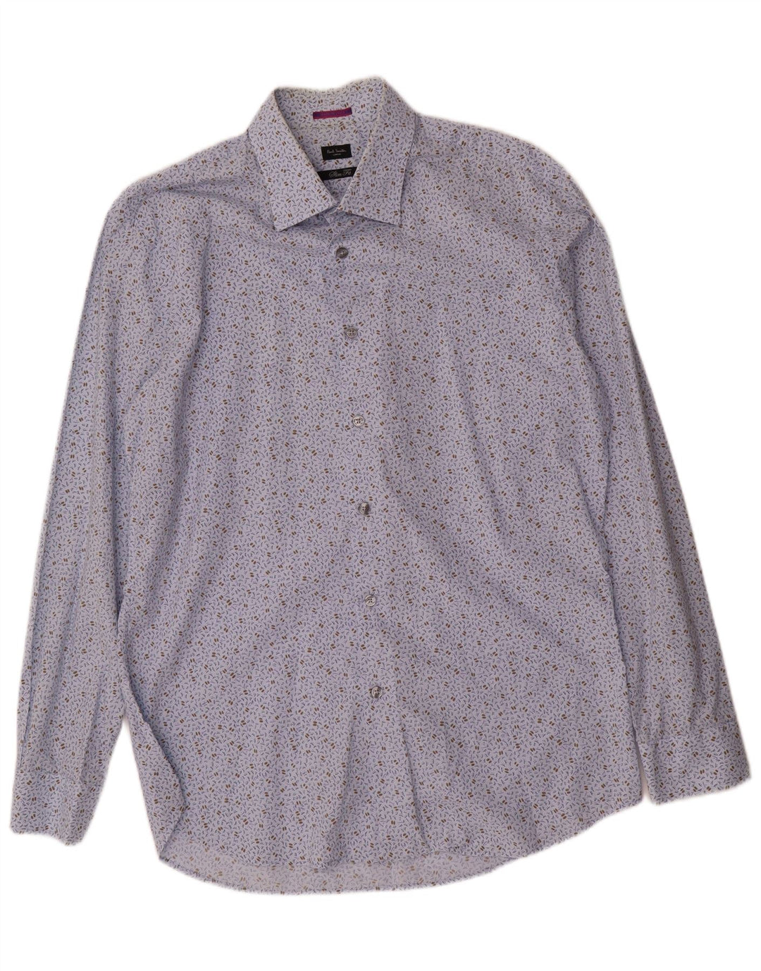 Paul Smith Mens Abstract Pattern Slim Fit Shirt Size 43 17 Medium Blue