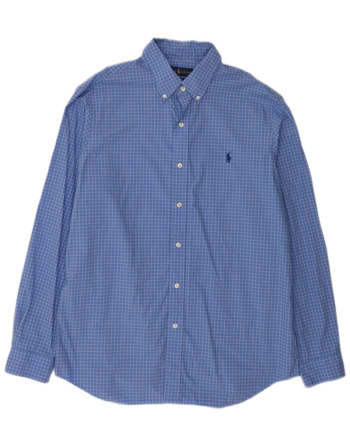Ralph Lauren Mens Classic Fit Shirt Large Blue Gingham Cotton