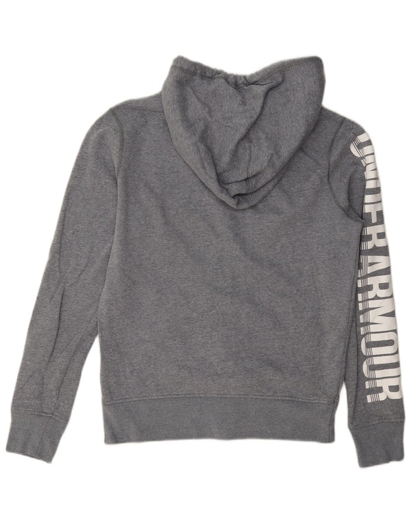 Under Armour Mens Graphic Zip Hoodie Sweater XS Grey Flecked Cotton