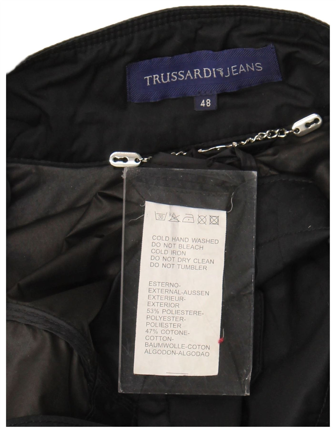Trussardi Jeans Womens Military Jacket IT 48 XL Black Polyester