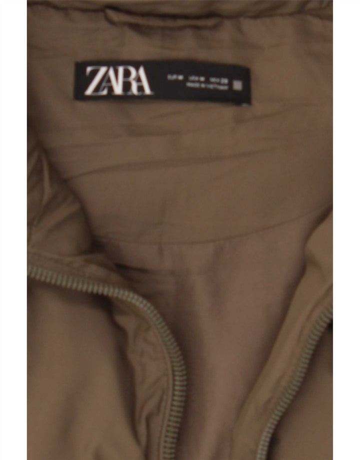 Zara Womens Padded Gilet UK 14 Medium Khaki Polyester