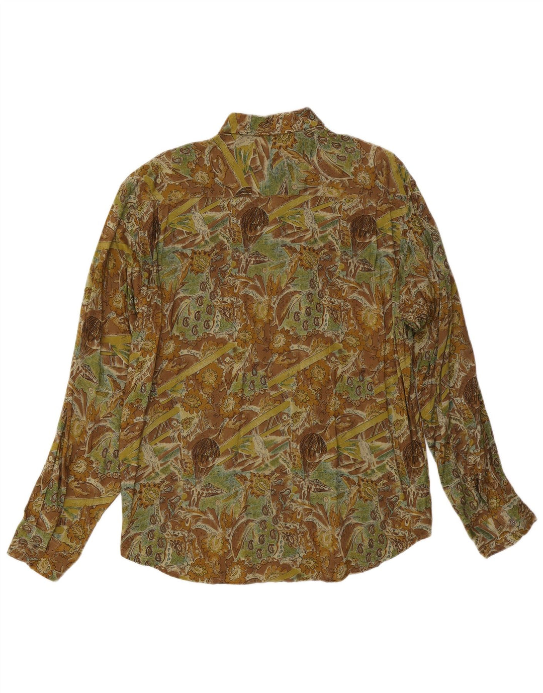 Vintage Mens Shirt XL Green Paisley Viscose