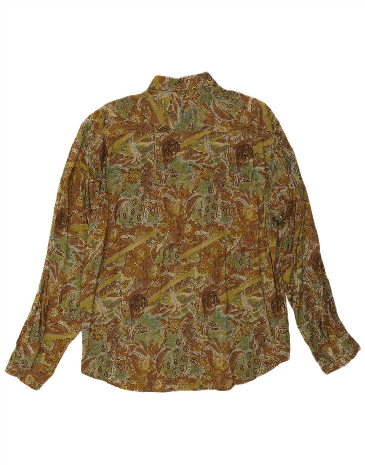 Vintage Mens Shirt XL Green Paisley Viscose