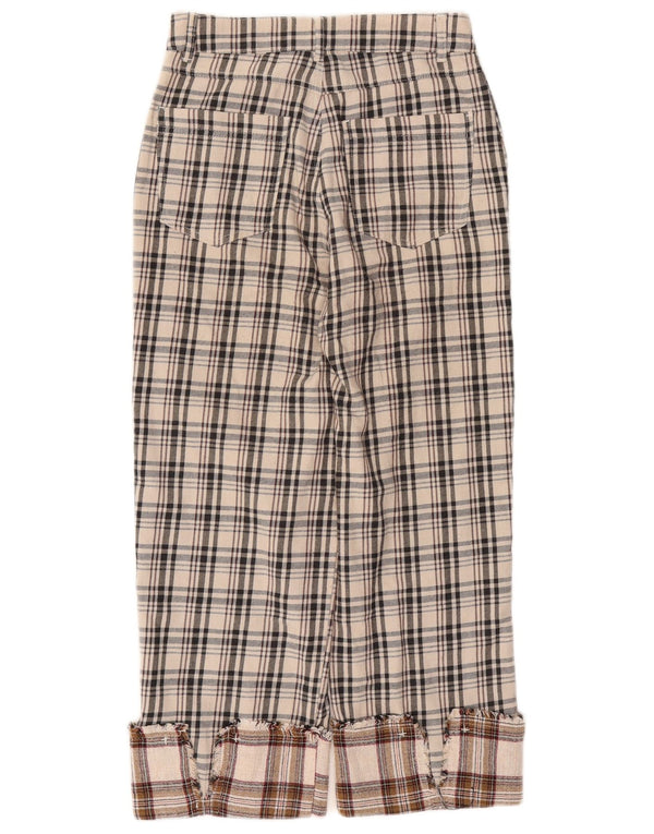 Zara Womens High Waist Chino Trousers EU 34 2XS W24 L24 Beige Check