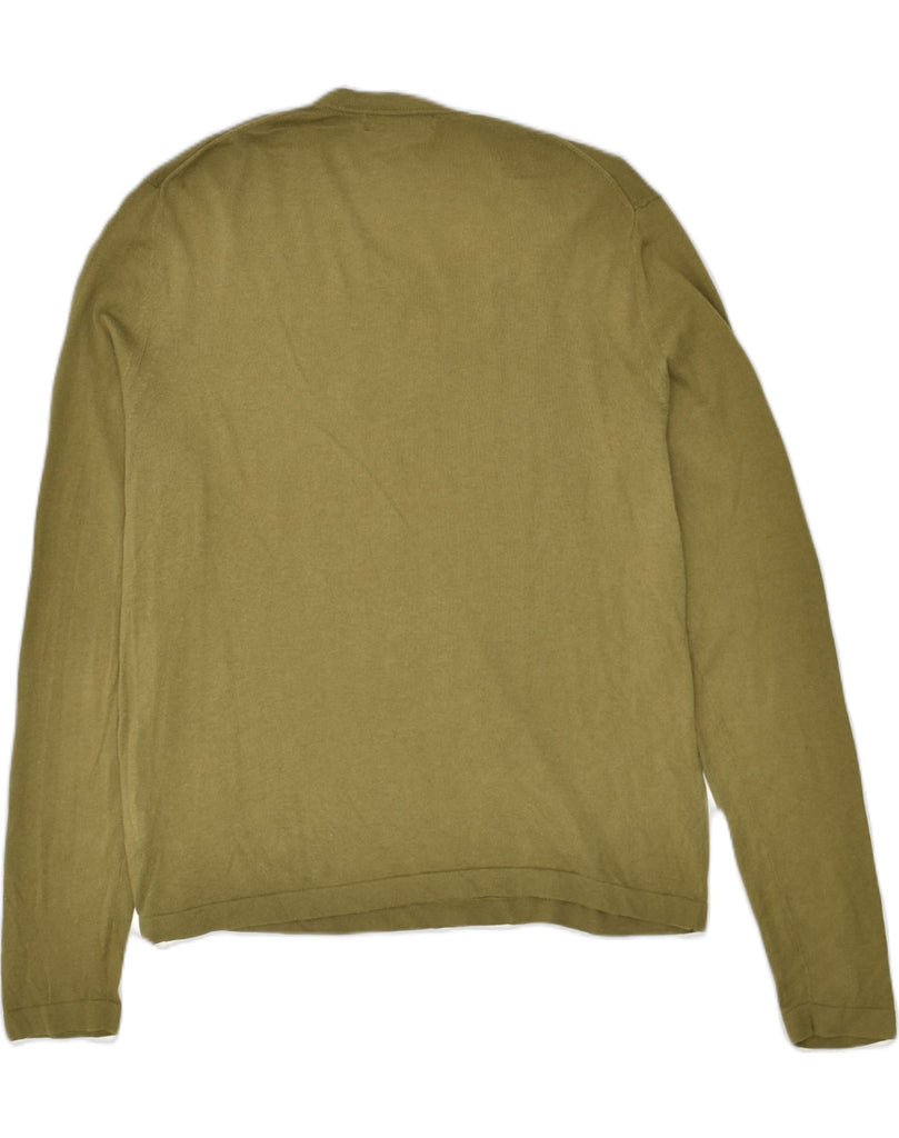 BANANA REPUBLIC Mens V-Neck Jumper Sweater Small Khaki Cotton | Vintage Banana Republic | Thrift | Second-Hand Banana Republic | Used Clothing | Messina Hembry 