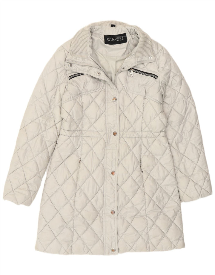 Guess Womens Quilted Overcoat UK 14 Medium White Polyester
