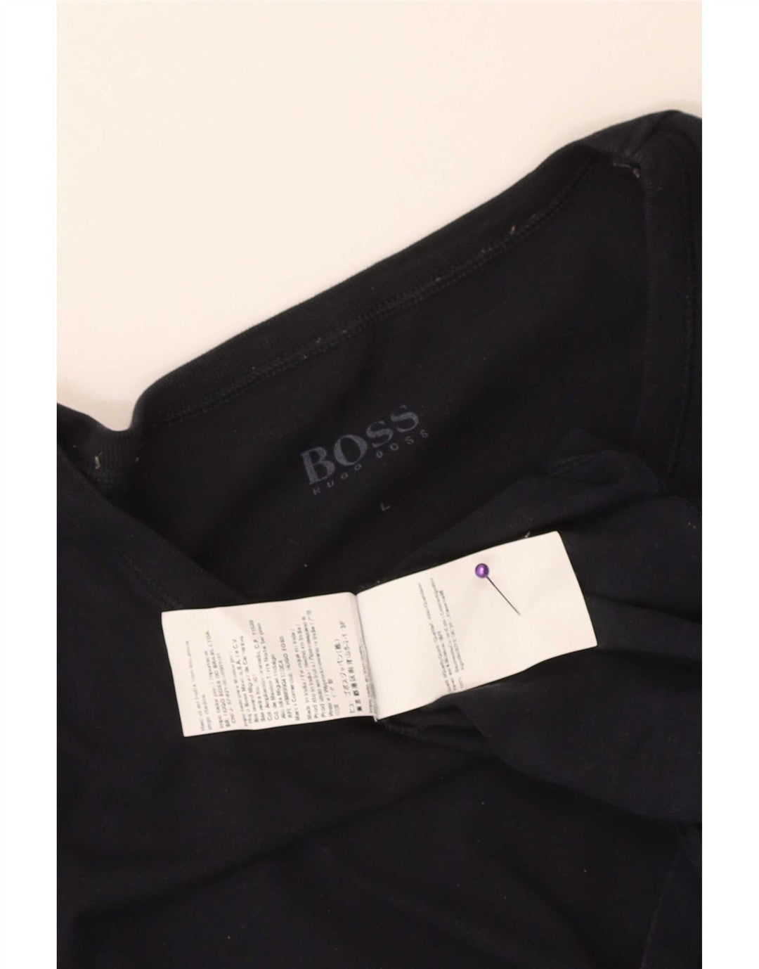 Hugo Boss Mens T-Shirt Top Large Navy Blue Cotton