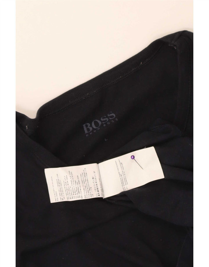 Hugo Boss Mens T-Shirt Top Large Navy Blue Cotton
