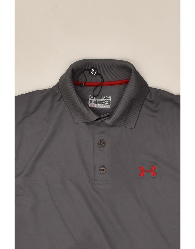 UNDER ARMOUR Mens Heat Gear Polo Shirt Small Grey Polyester | Vintage Under Armour | Thrift | Second-Hand Under Armour | Used Clothing | Messina Hembry 