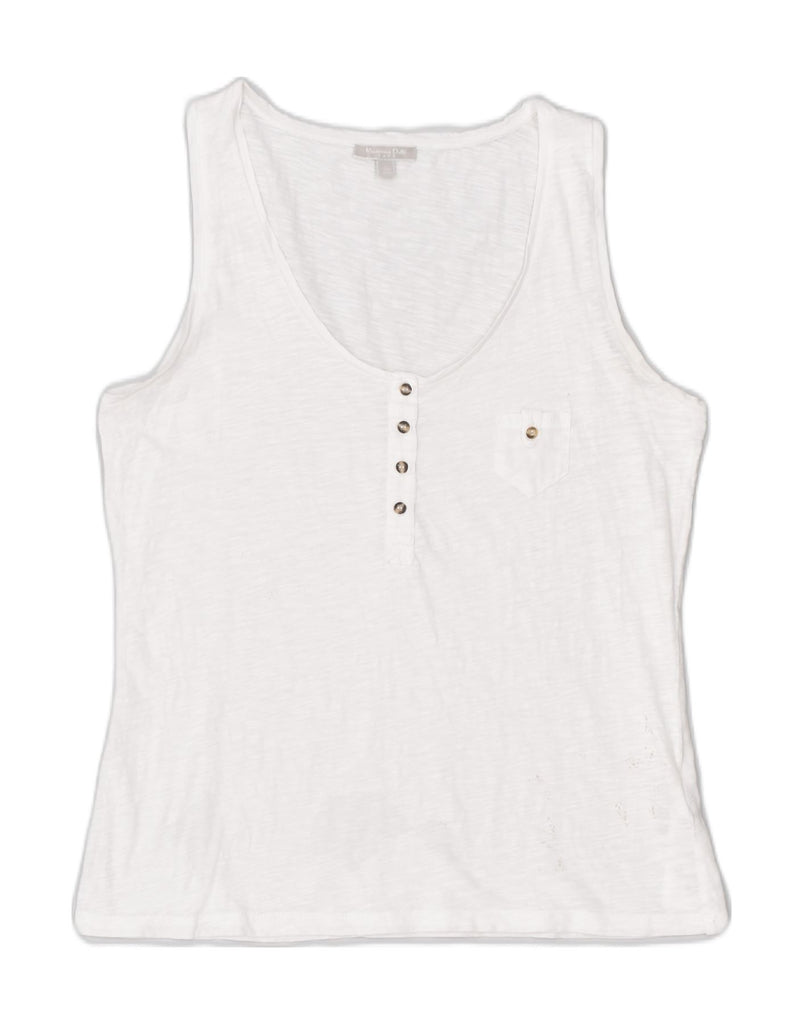 MASSIMO DUTTI Womens Vest Top Large White Cotton Classic | Vintage | Thrift | Second-Hand | Used Clothing | Messina Hembry 