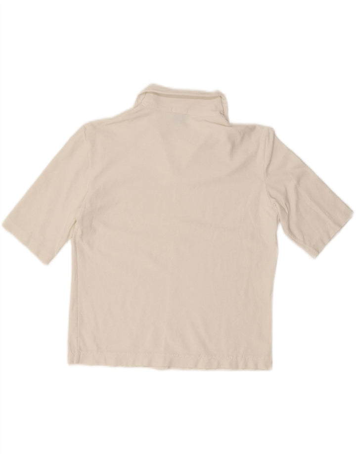 TRUSSARDI Womens Crop Polo Shirt UK 12 Medium White Polyamide