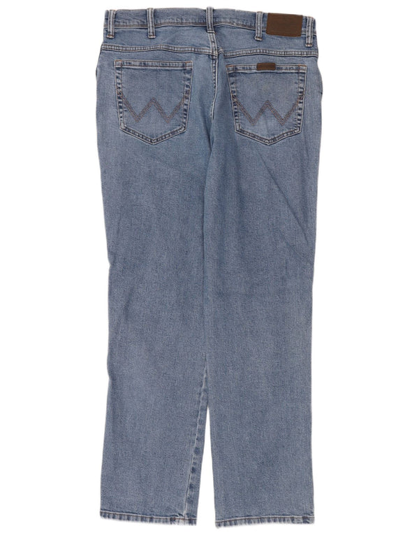Wrangler Mens Regular Fit Straight Jeans W38 L32 Blue Cotton