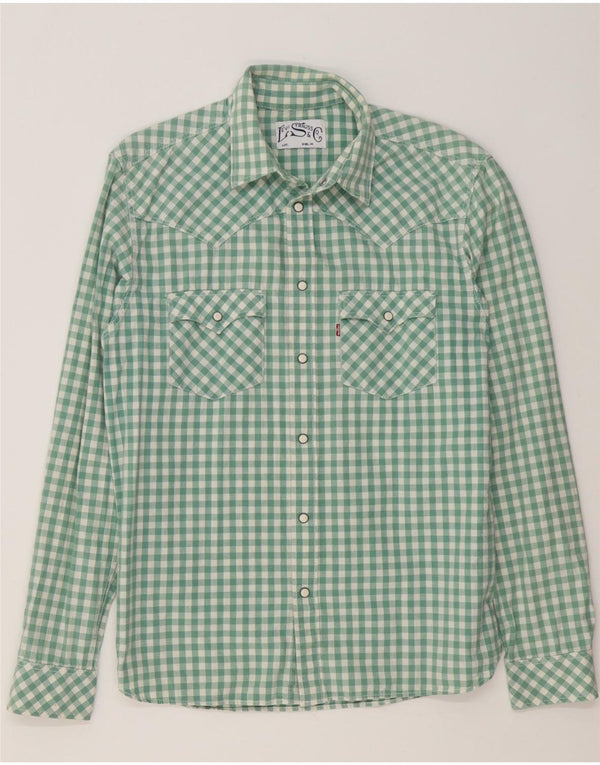 Levi's Mens Shirt Medium Green Check Cotton