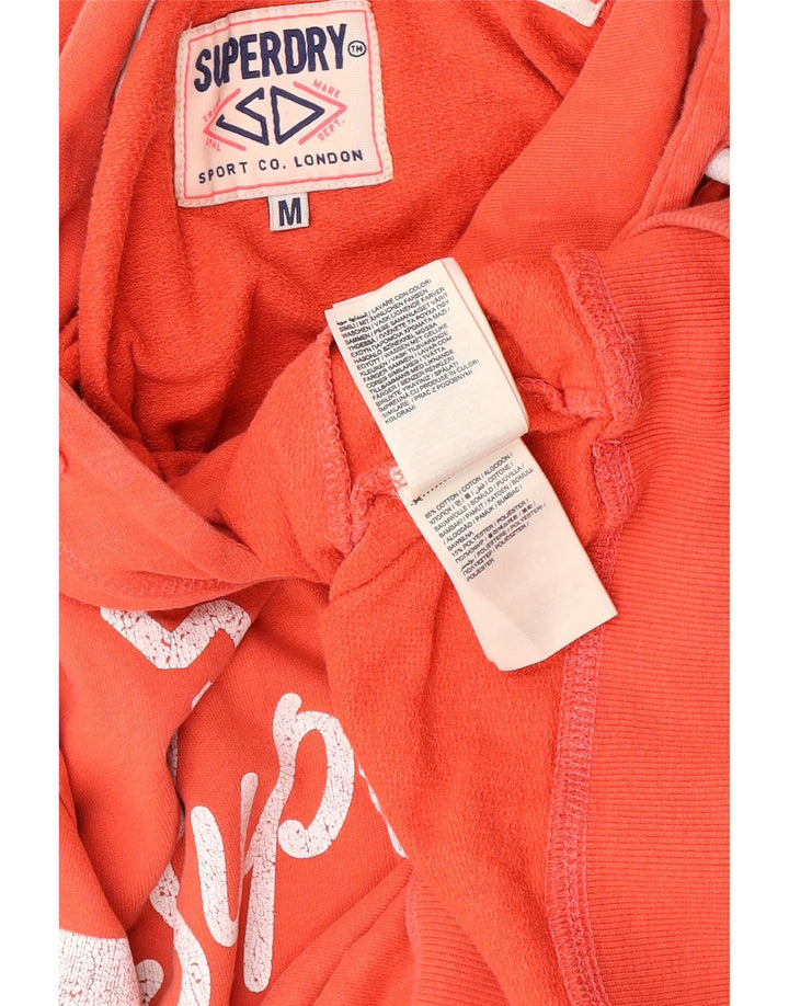Superdry Womens Graphic Oversized Hoodie Jumper UK 14 Medium Red Cotton