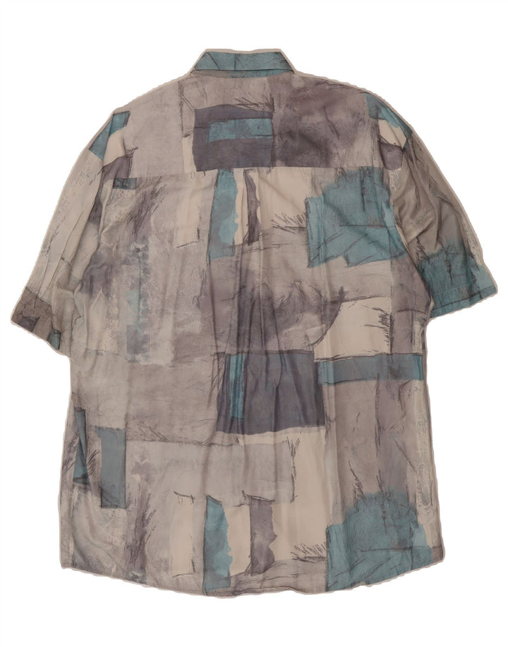 JUPITER Mens Short Sleeve Shirt Large Grey Patchwork Viscose Vintage Jupiter and Second-Hand Jupiter from Messina Hembry 